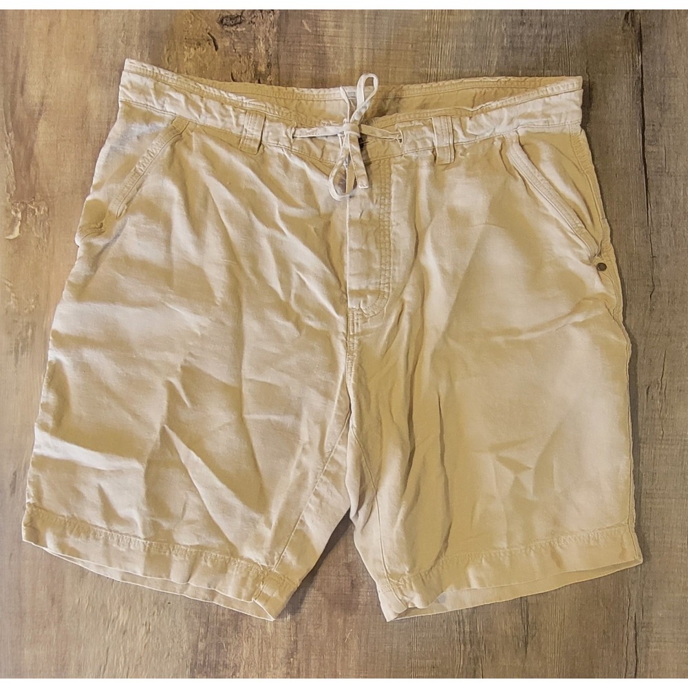 Baird Mcnutt 100% Linen Mens 38 Murano Beige Button Up Shorts Vacation EUC
